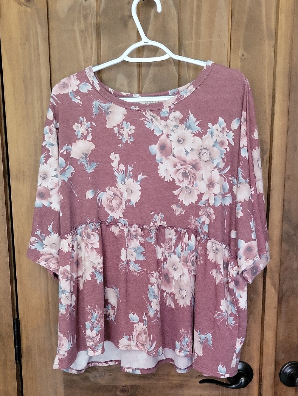 Floral Peplum Top in Dusty Rose - Women